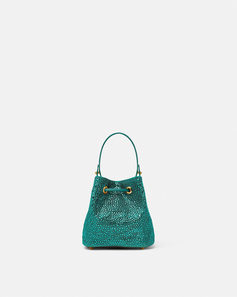 La Medusa Embellished Satin Mini Bucket Bag 5