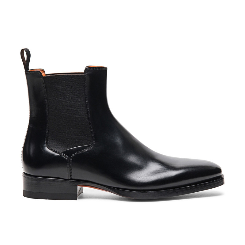 Men’s polished black leather Chelsea boot 1