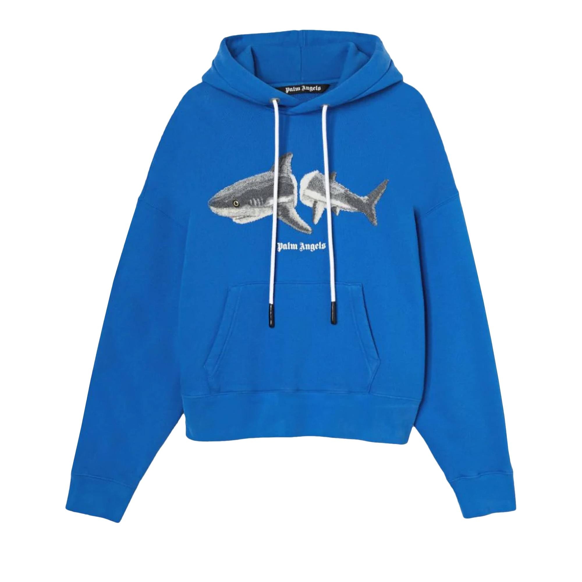 Palm Angels Shark Hoodie 'Blue/Grey' - 1