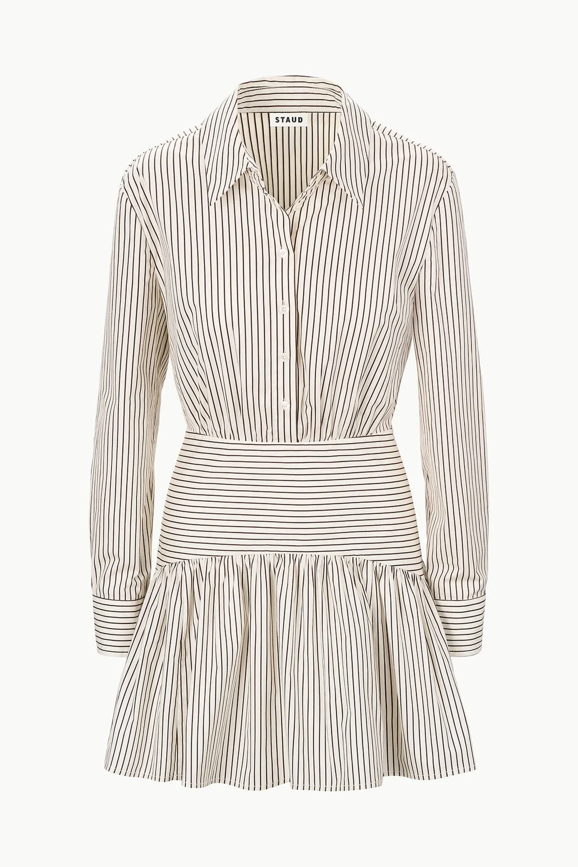 STAUD ROCCO MINI DRESS IVORY DARK OAK MICRO STRIPE - 1