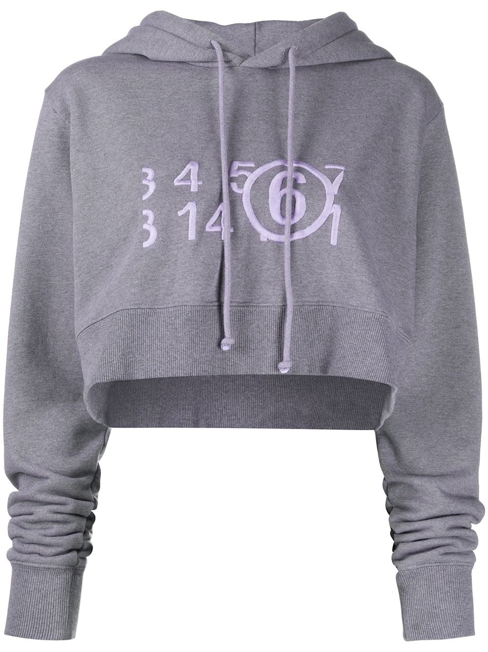 cropped number print hoodie - 1