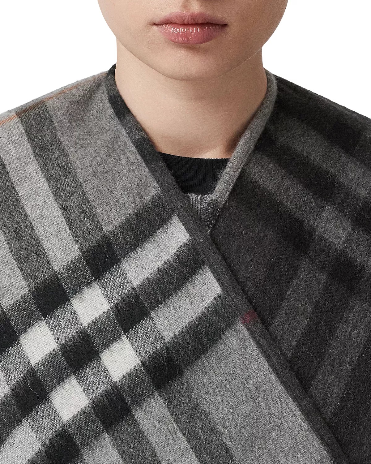 Contrast Check Jacquard Cape - 4