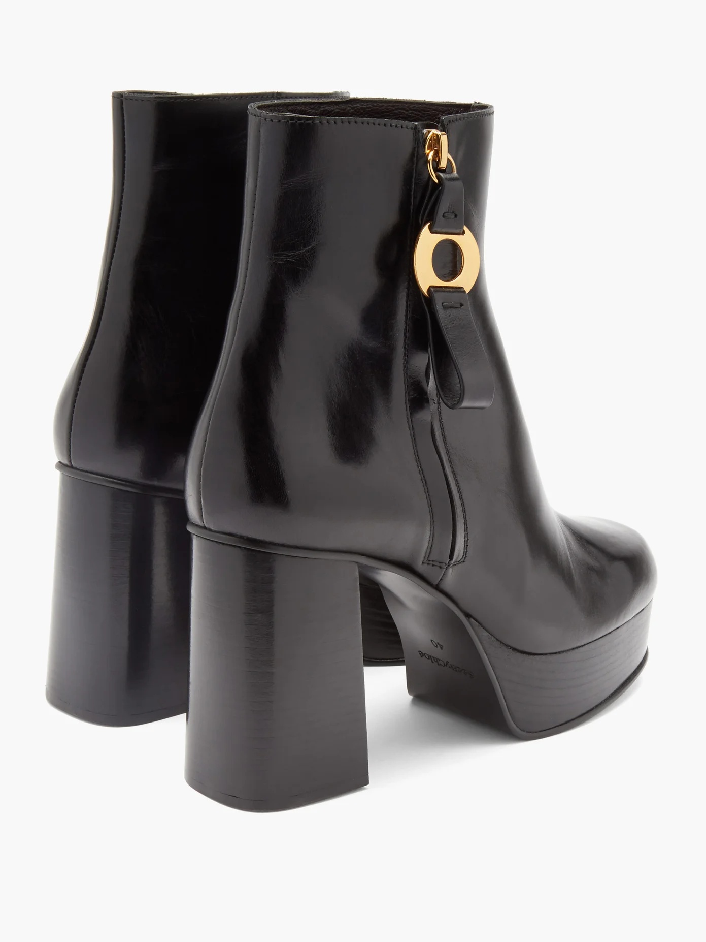 Leather platform ankle boots - 4