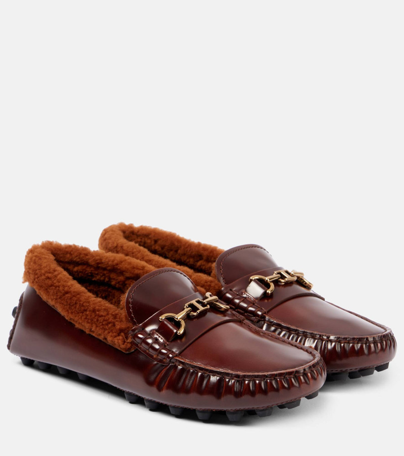 Shearling-trimmed 가죽 loafers - 1