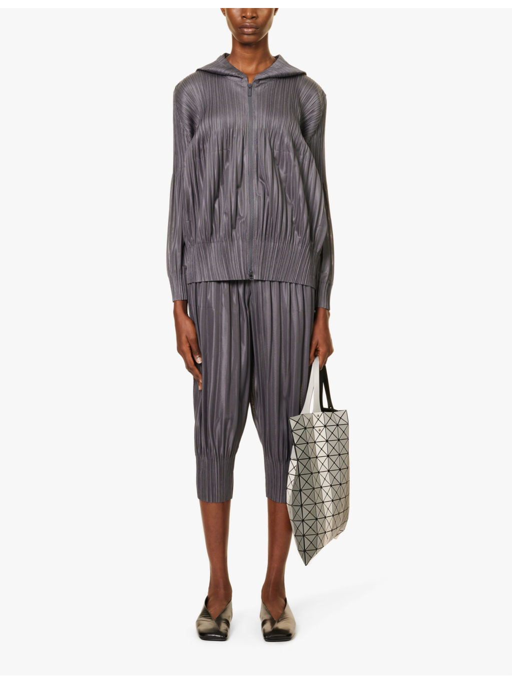 Pleated tapered-leg mid-rise knitted trousers - 2