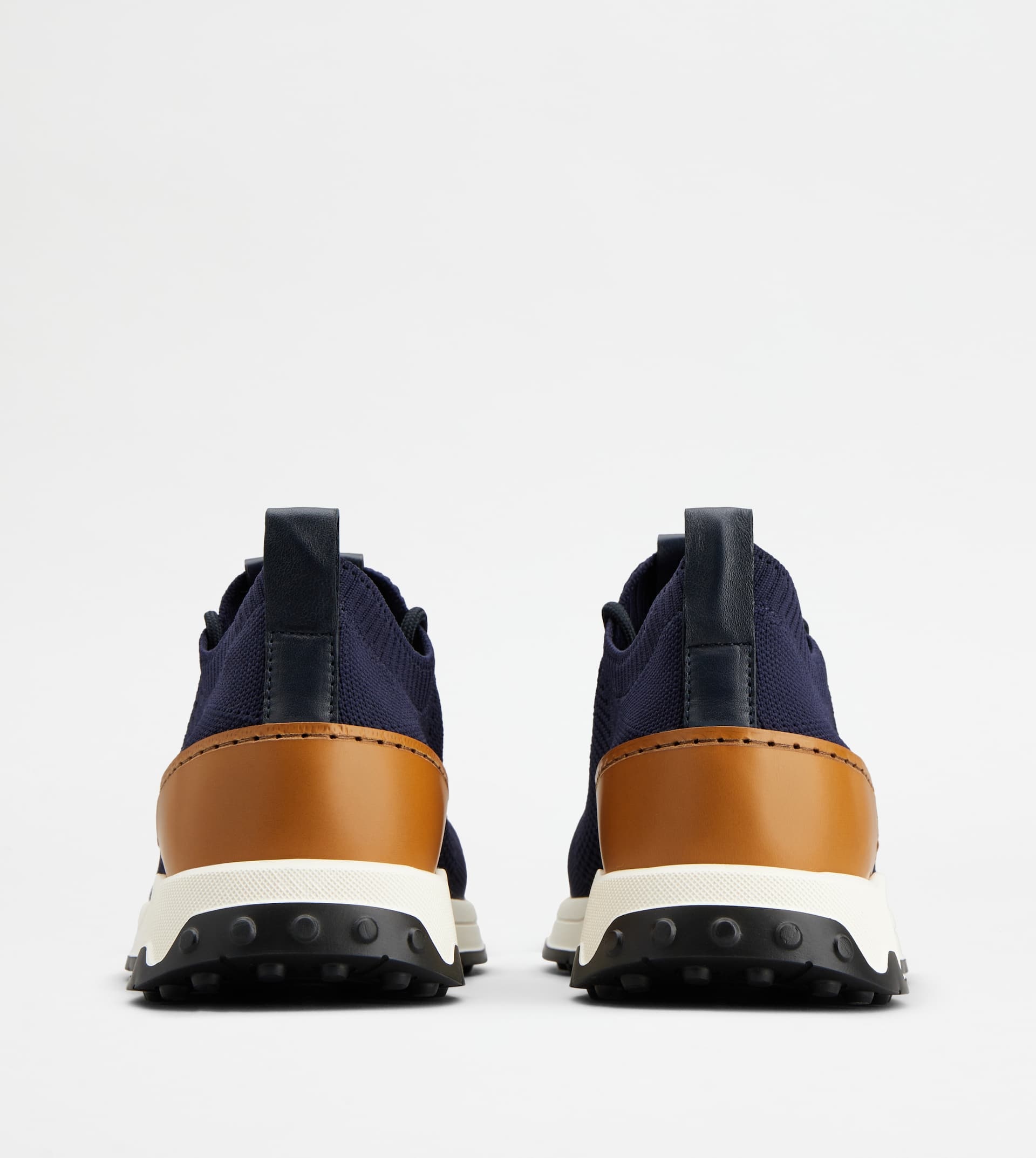 SOCK SNEAKERS IN TECHNICAL FABRIC AND LEATHER - BLUE, BROWN - 3