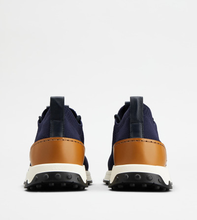 Tod's SOCK SNEAKERS IN TECHNICAL FABRIC AND LEATHER - BLUE, BROWN outlook
