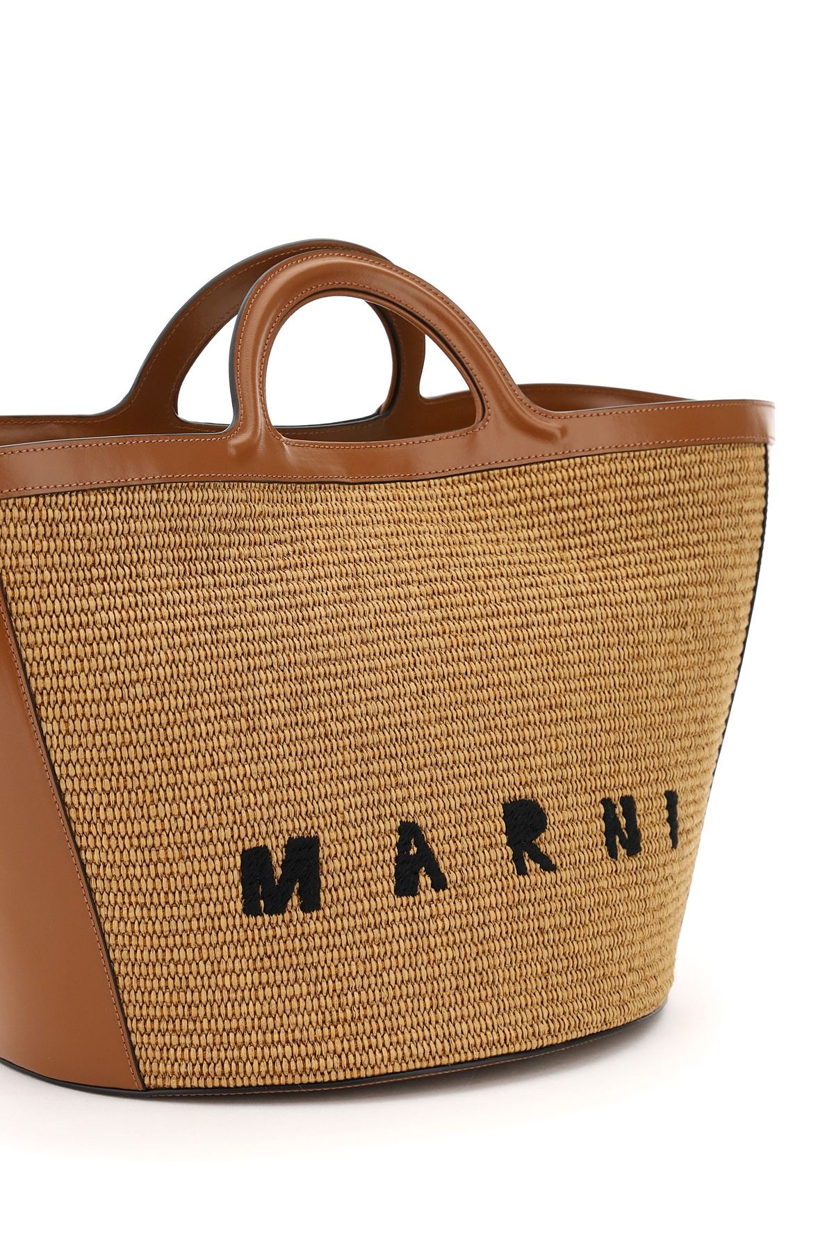 TROPICALIA LEATHER AND RAFFIA TOTE BAG - 3