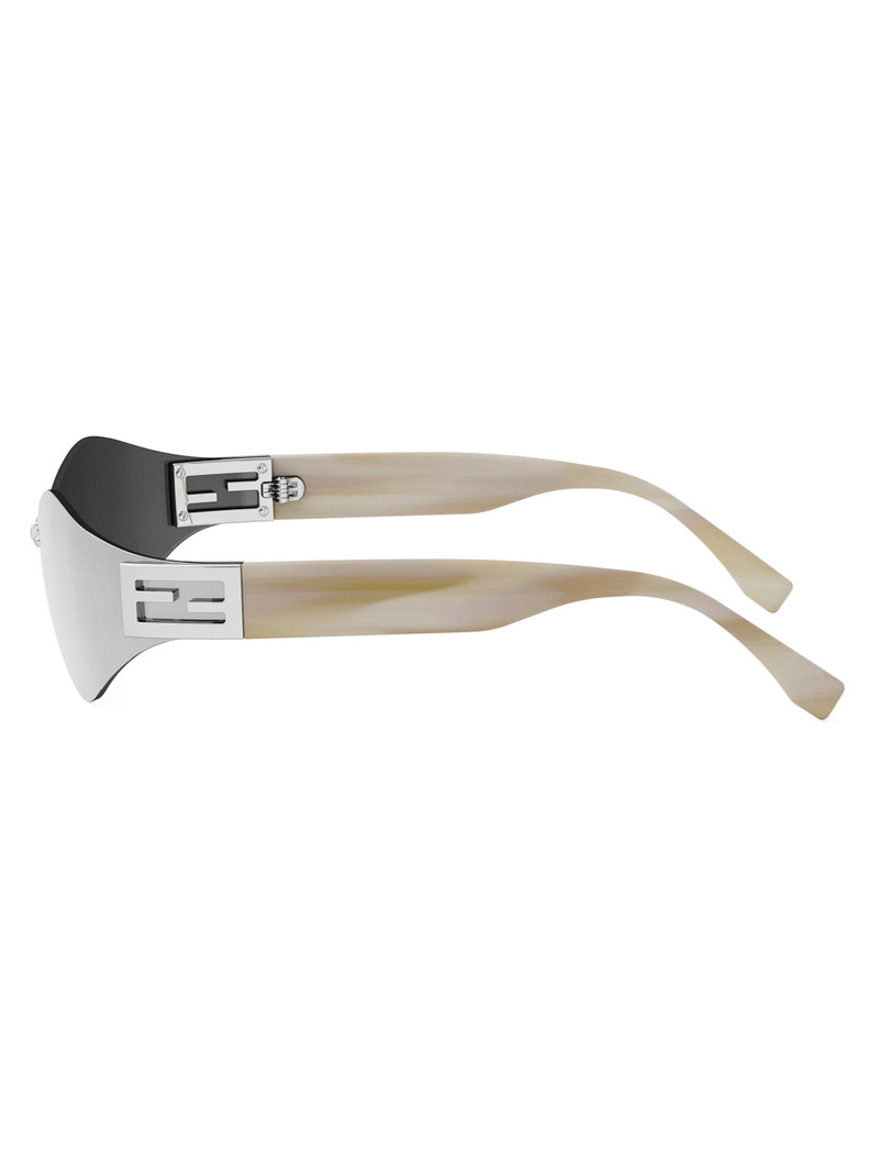 Women's Baguette 74MM Geometric Sunglasses - Offwhite Yellow Silver 3