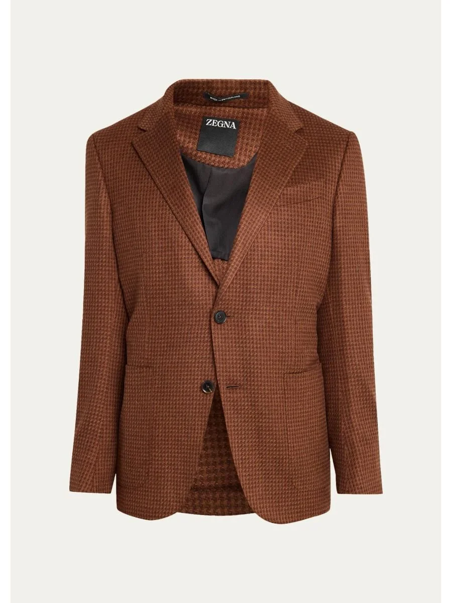 Men's Cashmere-Silk Houndstooth Single-Breasted Sport Coat - 1