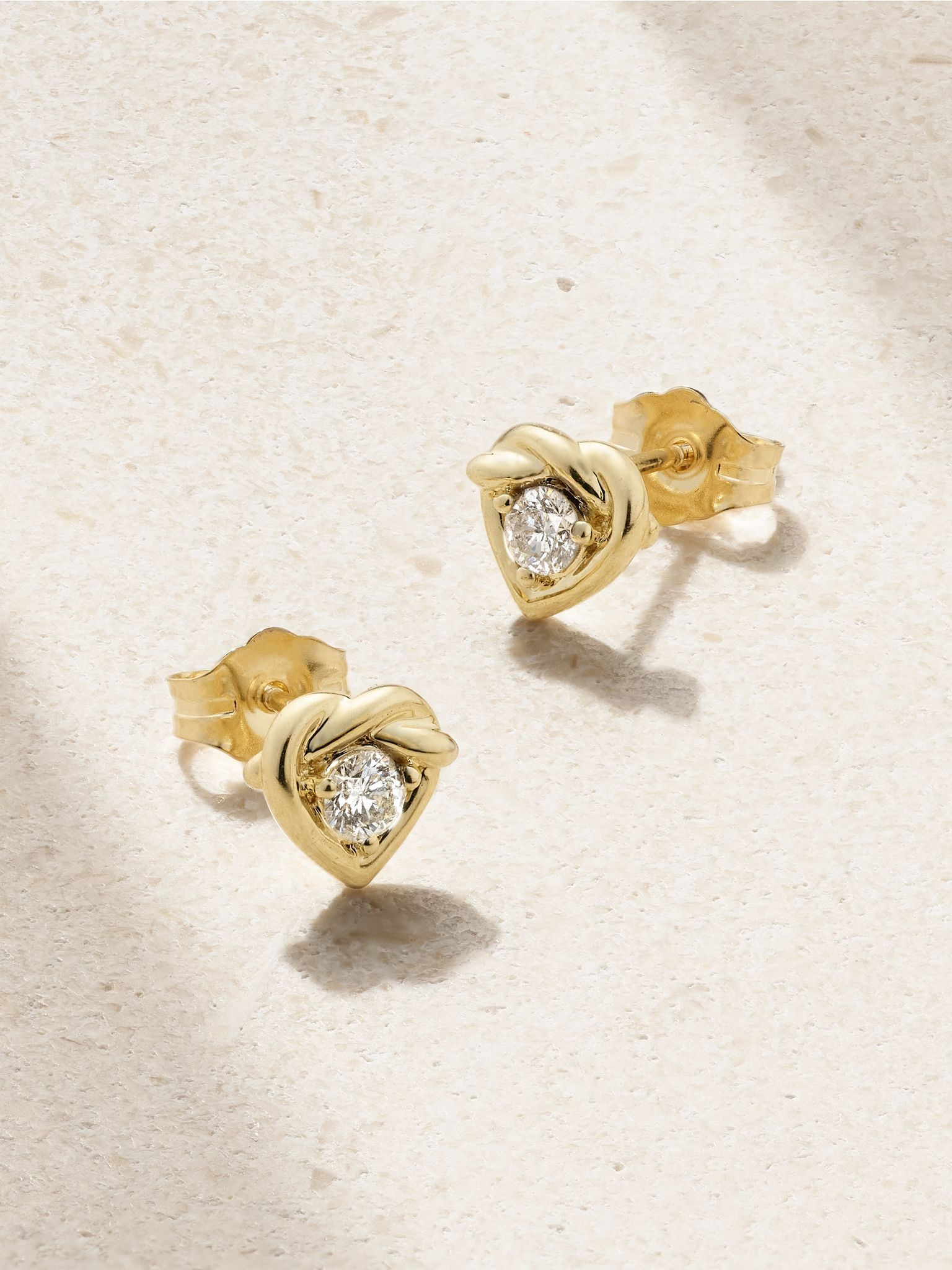 Tie The Knot 10-karat gold diamond earrings Gold - 1