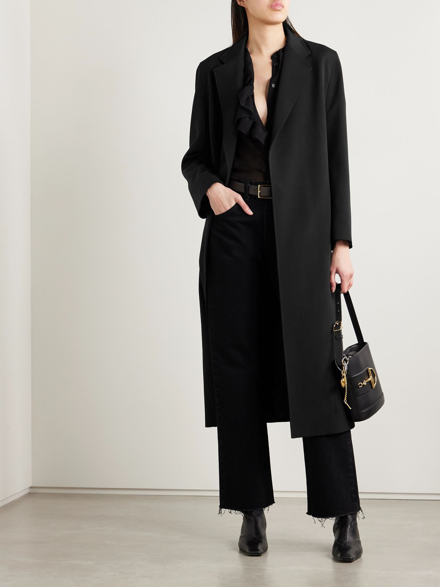 Bobby belted twill coat Black - 2
