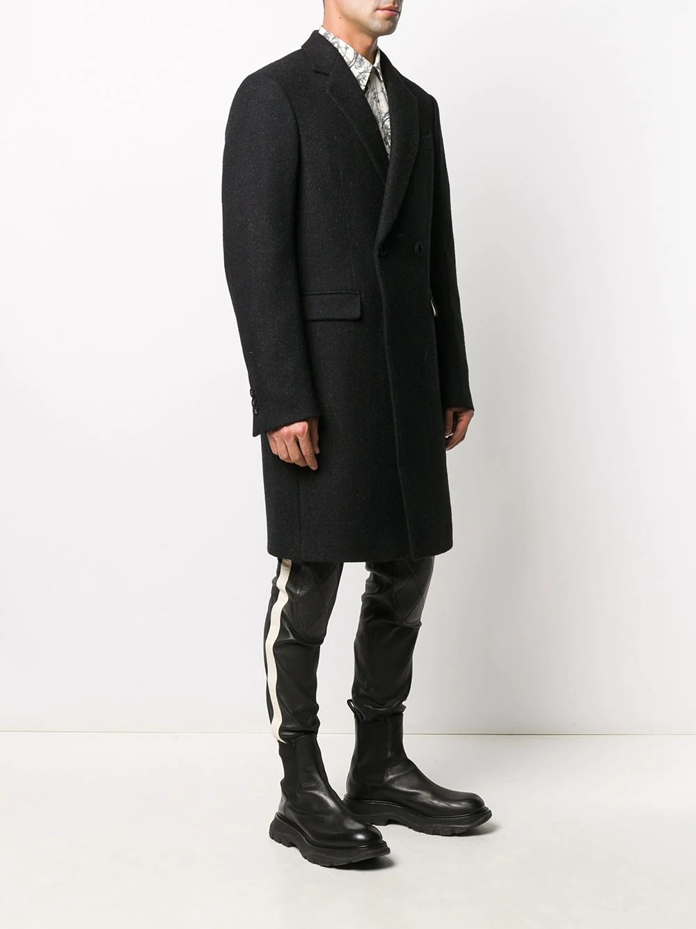 double-breasted mid-length coat - 3