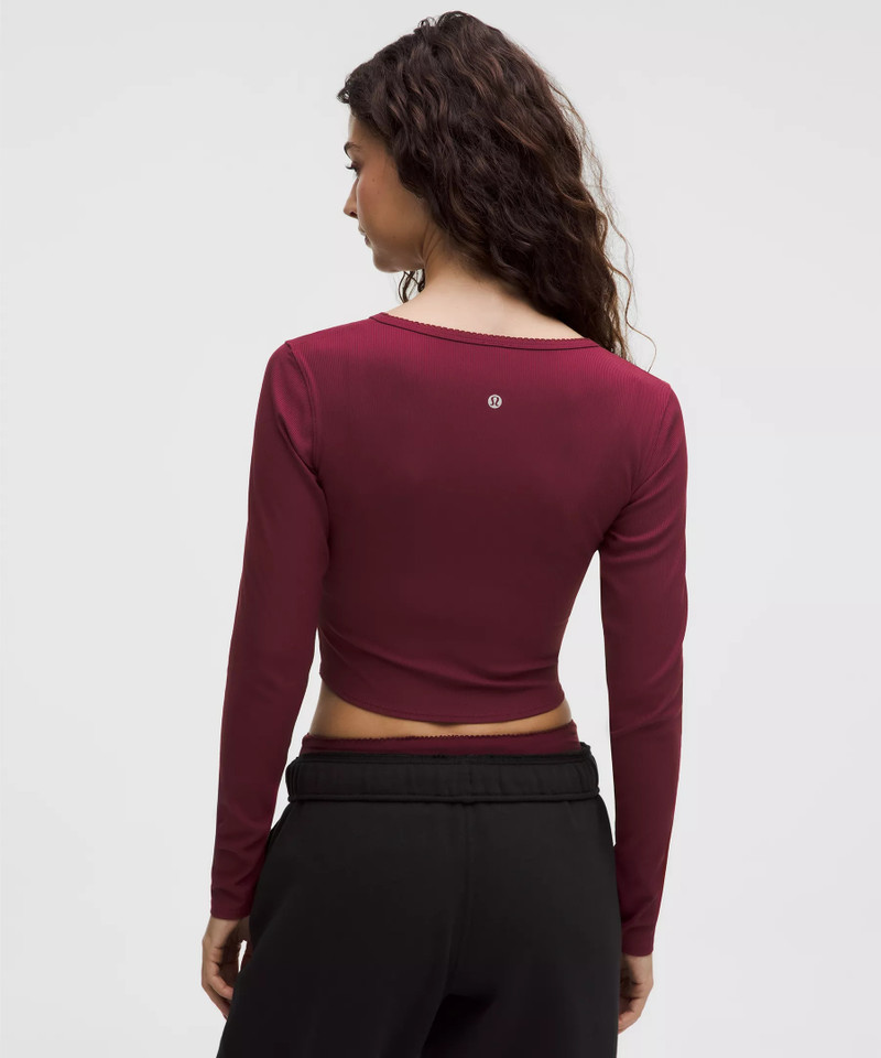 Nulu Ribbed Wrap-Front Long-Sleeve Shirt *Heart 3