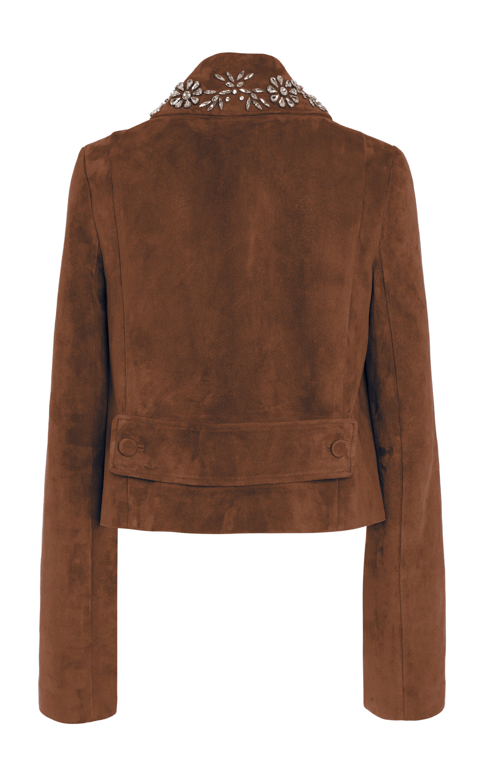 Crystal-Embellished Suede Jacket brown - 5