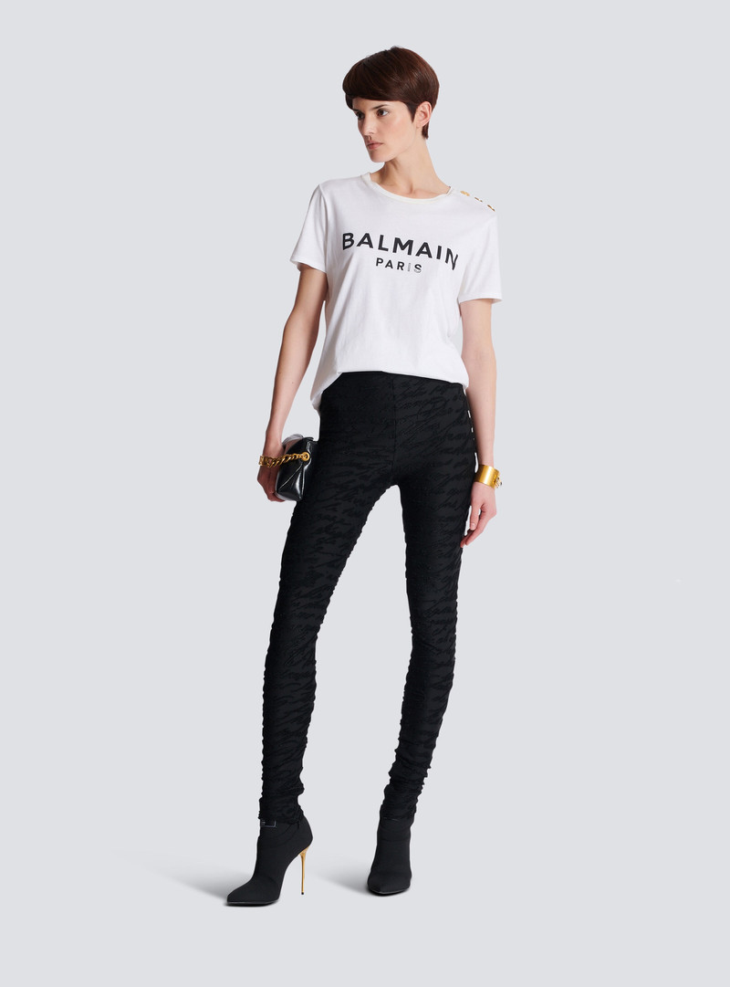 Balmain Jacquard knit leggings with "Love Letter" motif outlook