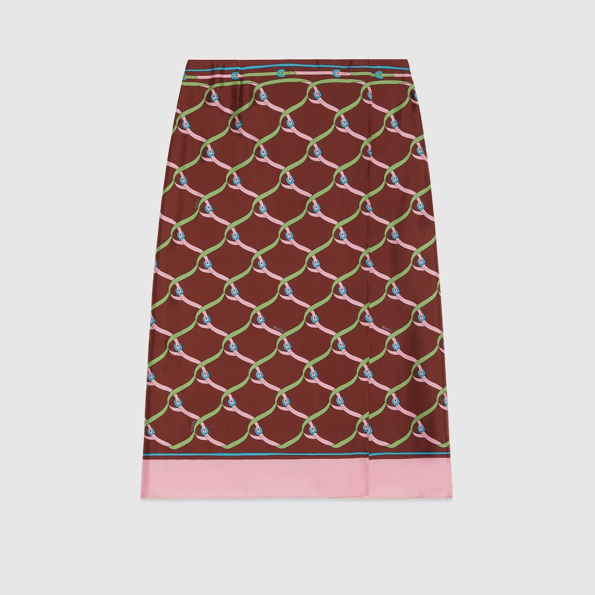 Criss-cross buckle print silk skirt - 1