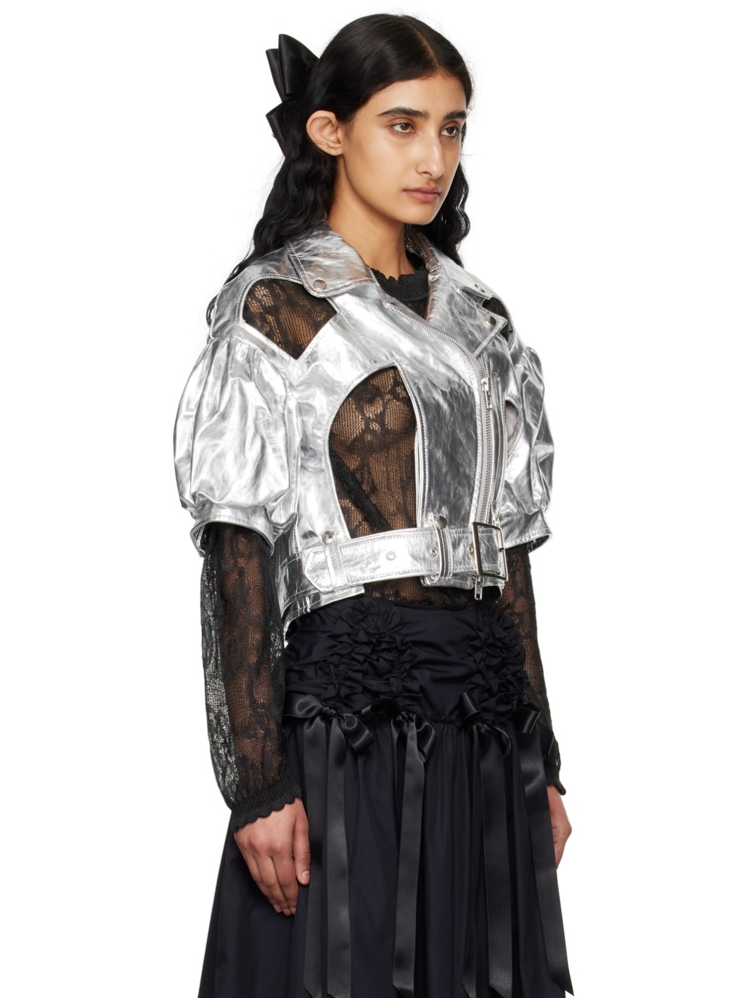 Silver Cutout Leather Jacket - 2