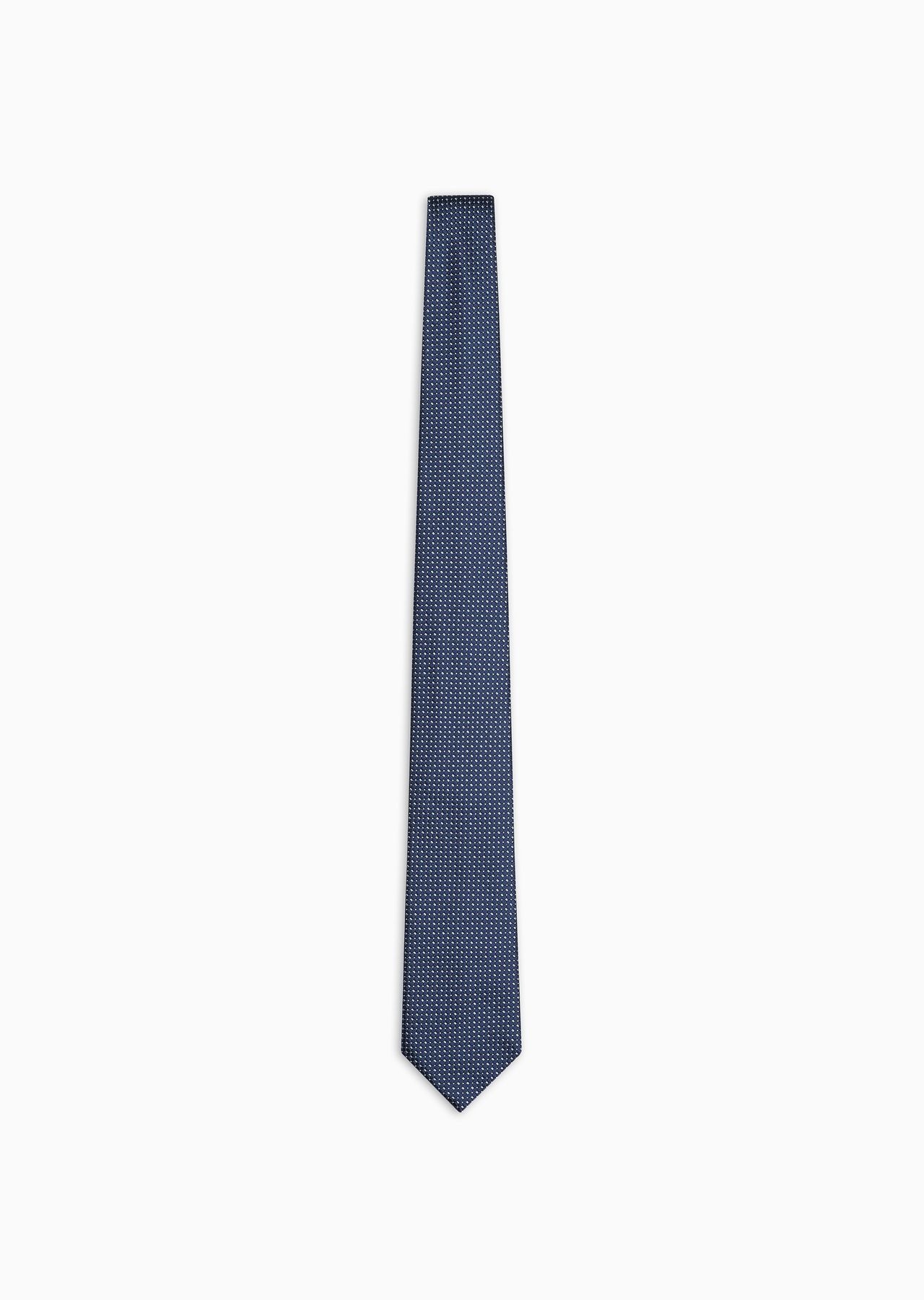 Pure silk tie with jacquard micro-motif - 1