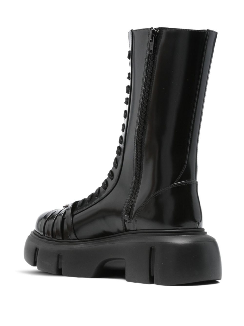 lace-up platform boots - 3