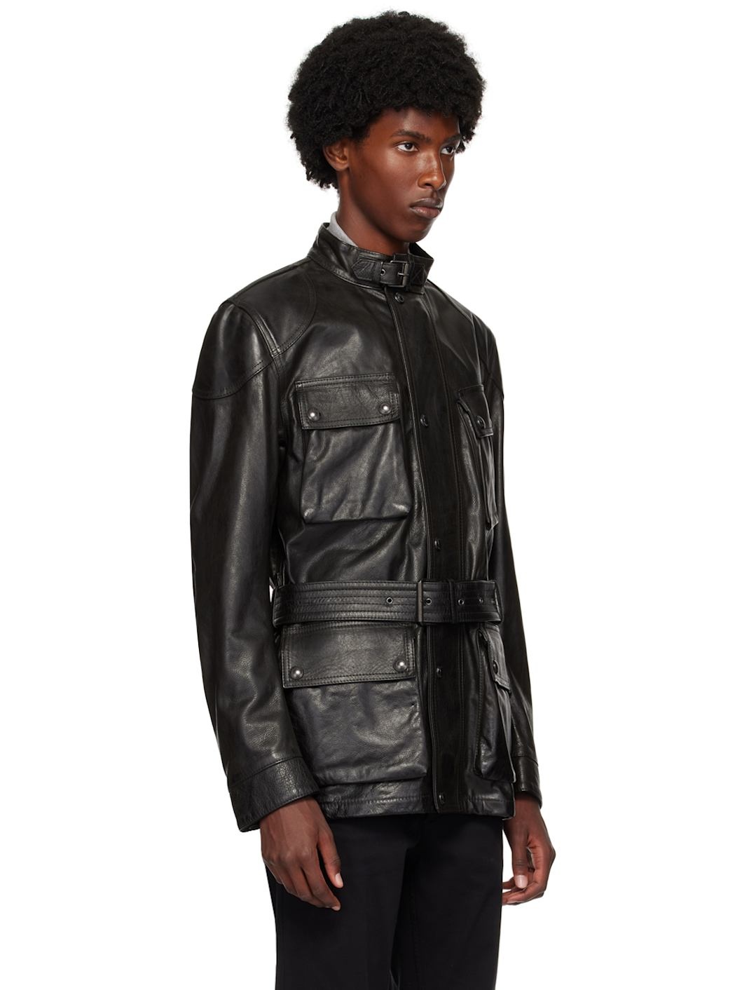 Black Trialmaster Panther Leather Jacket - 2