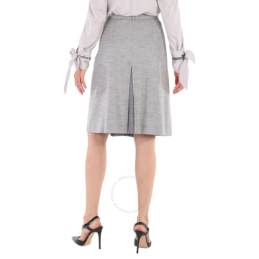 Burberry Cloud Grey Technical Wool Jersey Box-pleat Detail A-line Skirt - 5