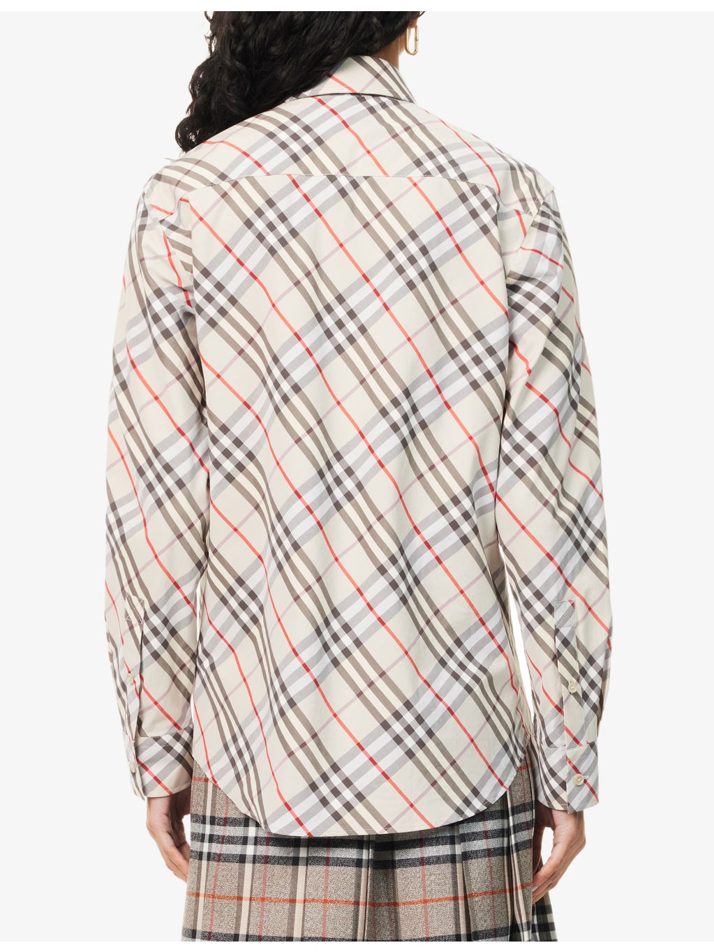 Check-Print Curved-Hem Cotton Shirt - 4