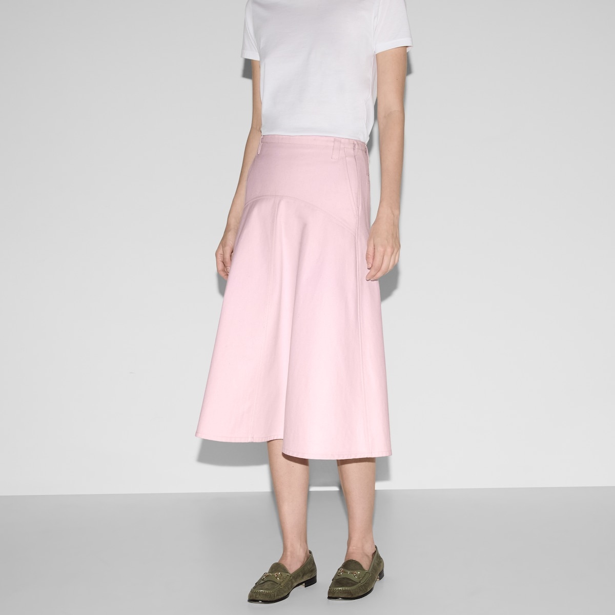 Embroidered cotton canvas delavé skirt - 3