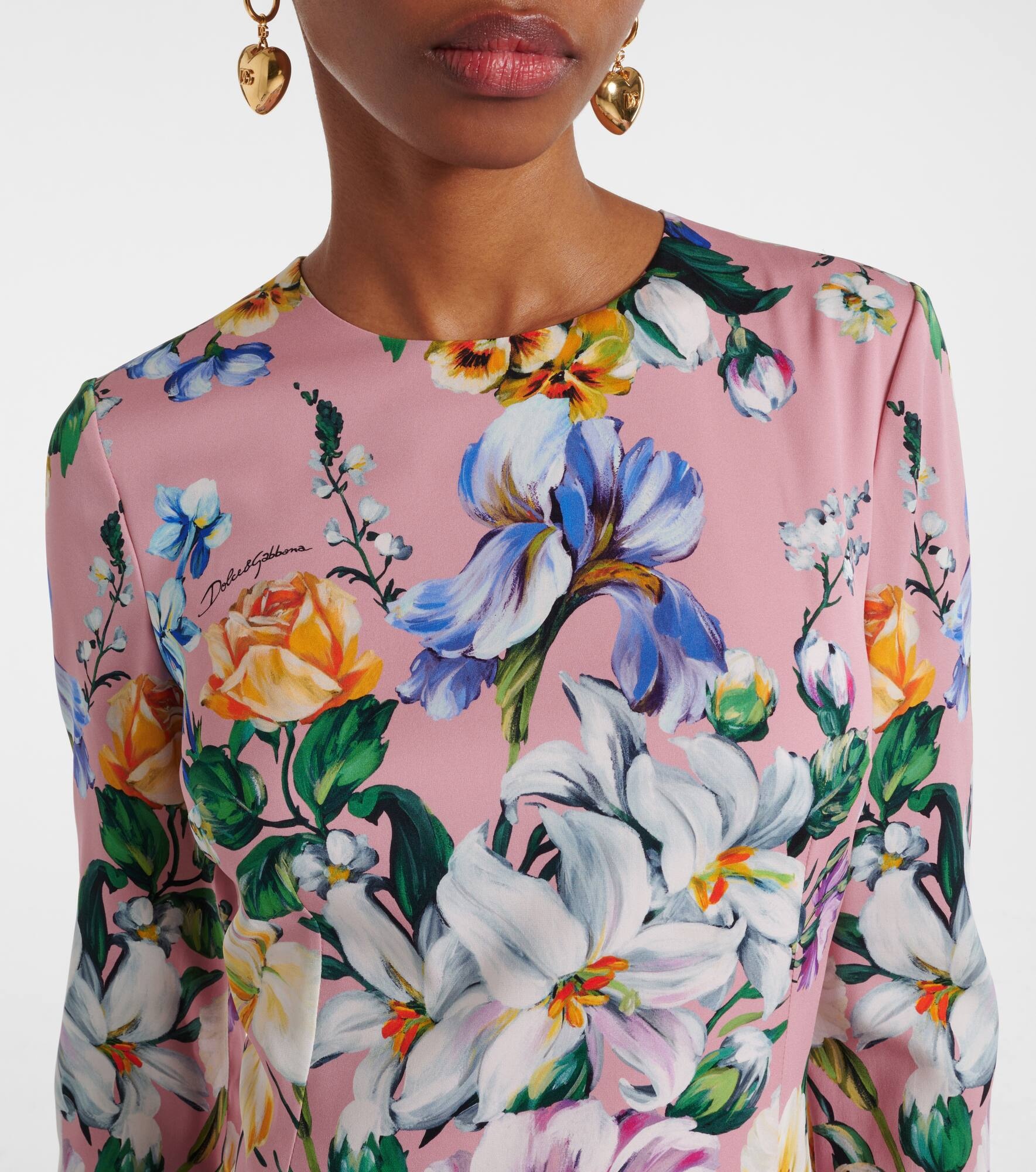 Floral silk-blend midi dress - 4