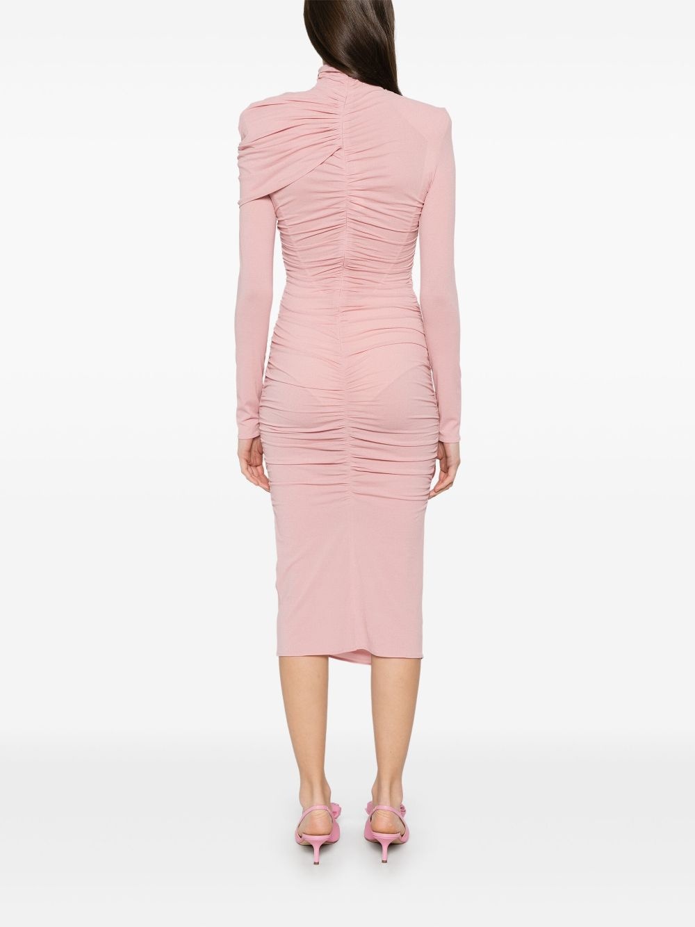 draped high-neck midi dress - 4