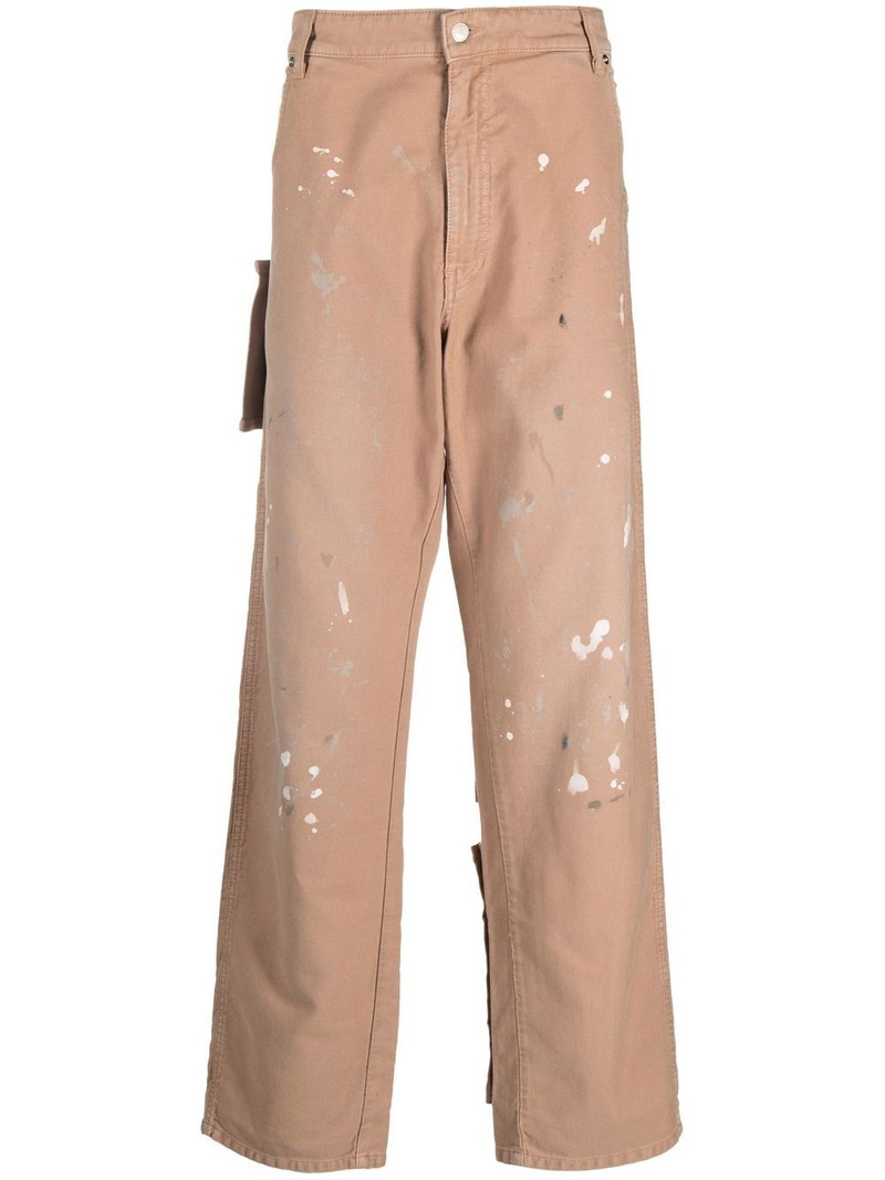 paint-splatter patch pocket jeans 1