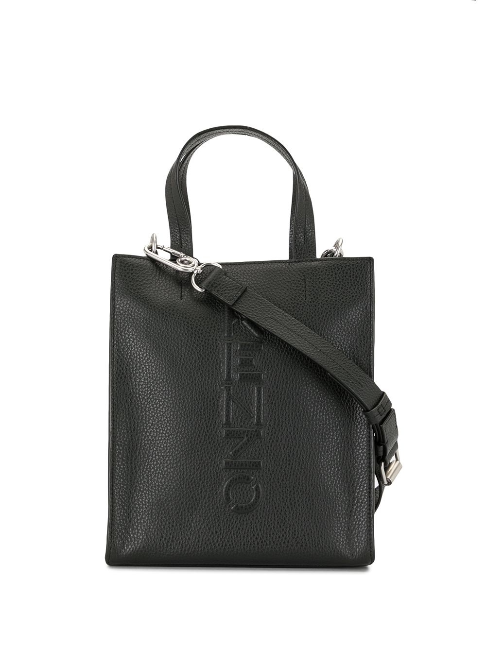 embossed logo leather shoulder bag - 1