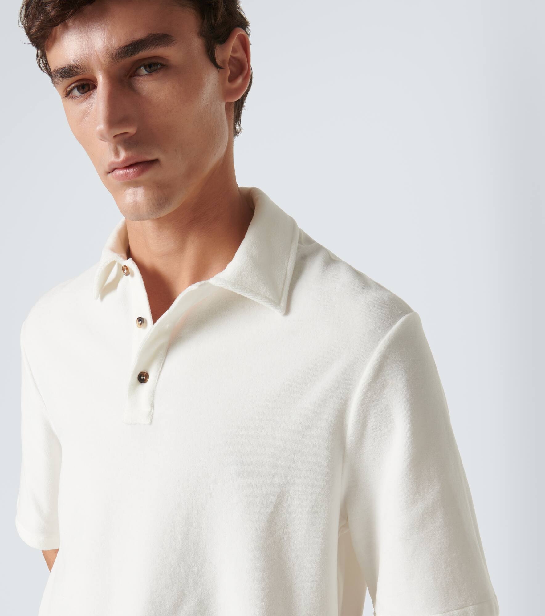 Murano cotton and silk velour polo shirt - 6