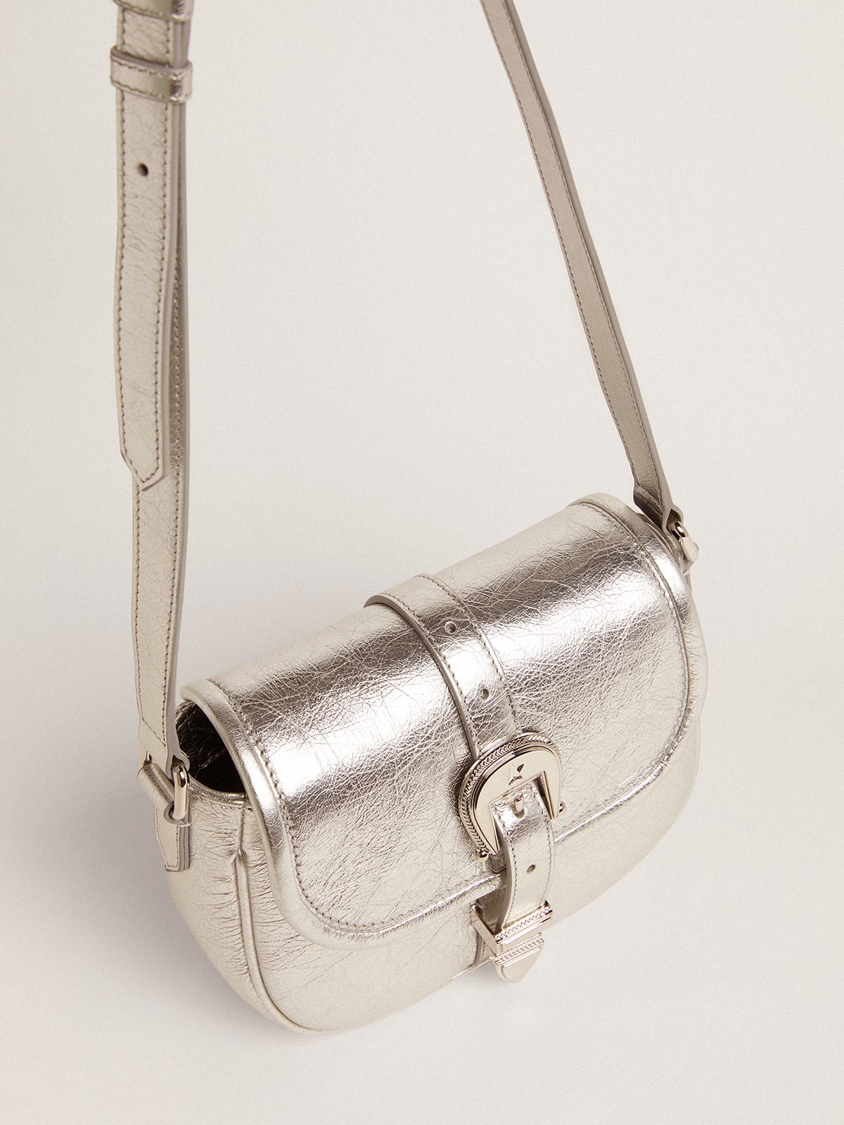 Small Rodeo Bag in silver laminated leather - 2