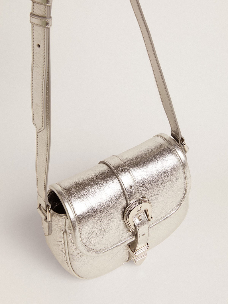 Small Rodeo Bag in silver laminated leather 2