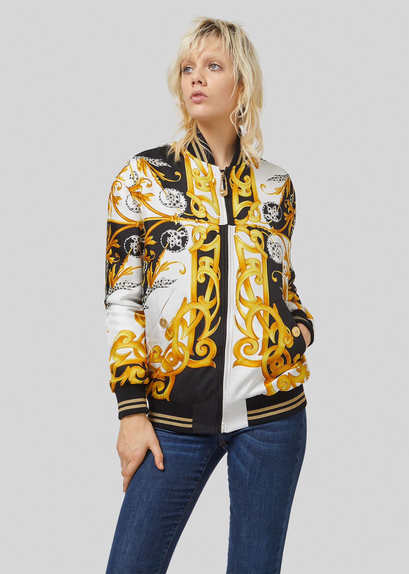 Barocco Acanthus Print Silk Bomber Jacket - 2