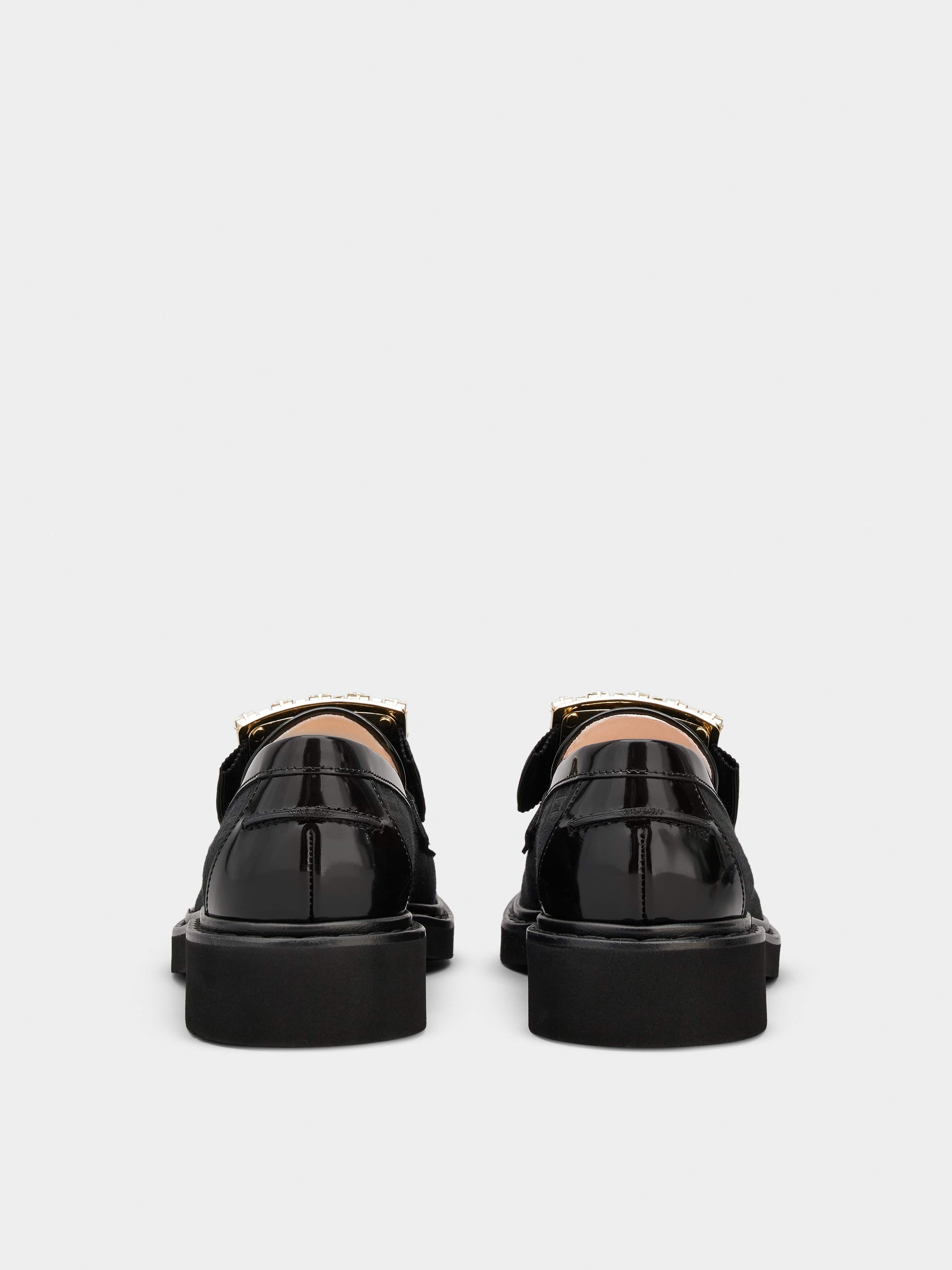 Viv' Rangers Rhinestone Buckle Loafers in Fabric - 5