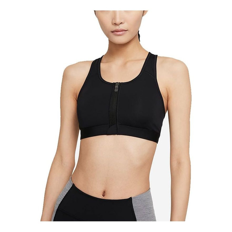 (WMNS) Nike Dri-FIT Swoosh Zip-Front Sports Bra 'Black' DD1206-010 - 1
