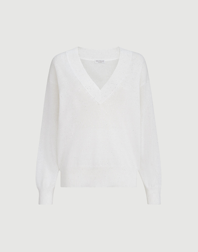 Linen and cotton Diamond yarn sweater 1