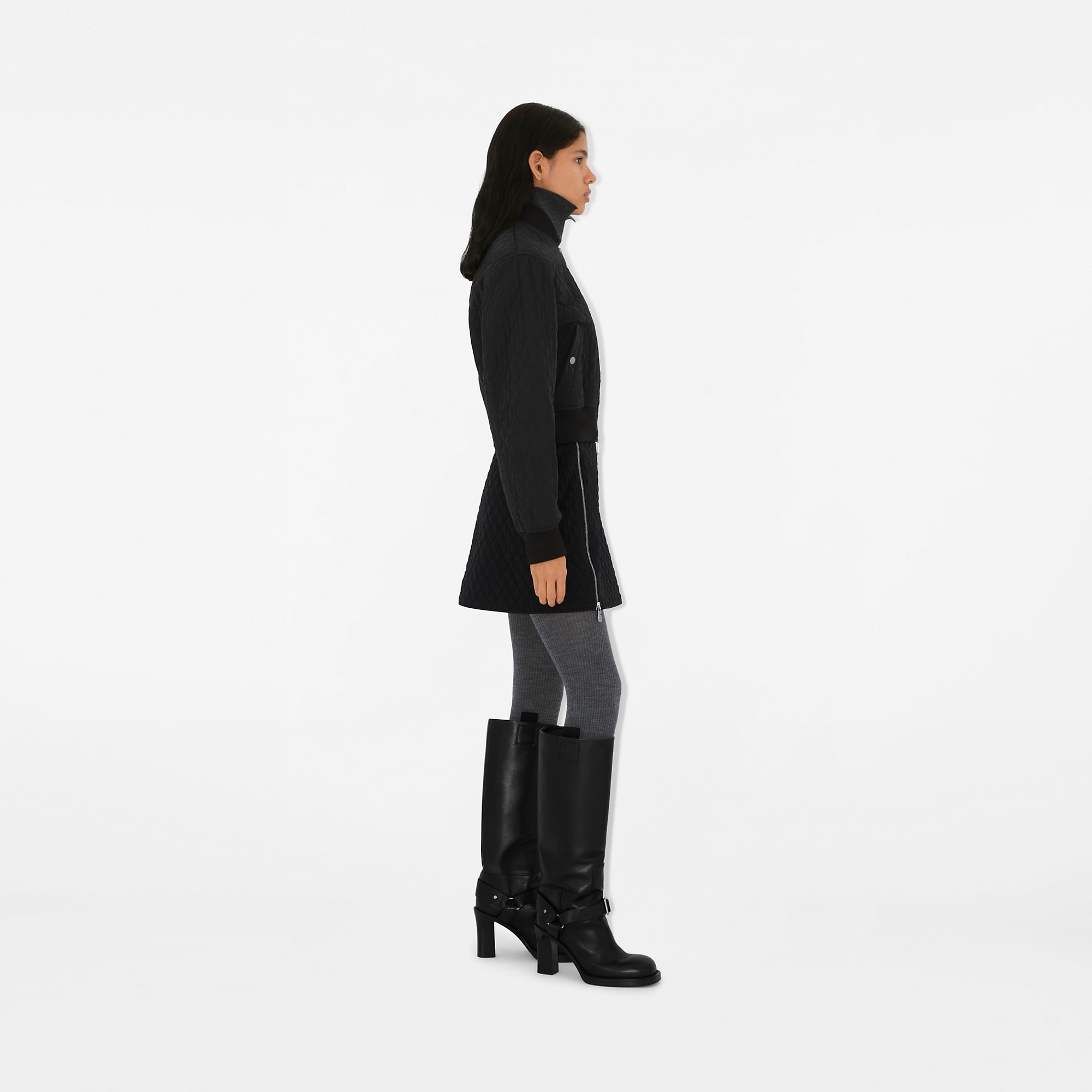 Cropped Quilted Nylon Bomber Jacket - 3