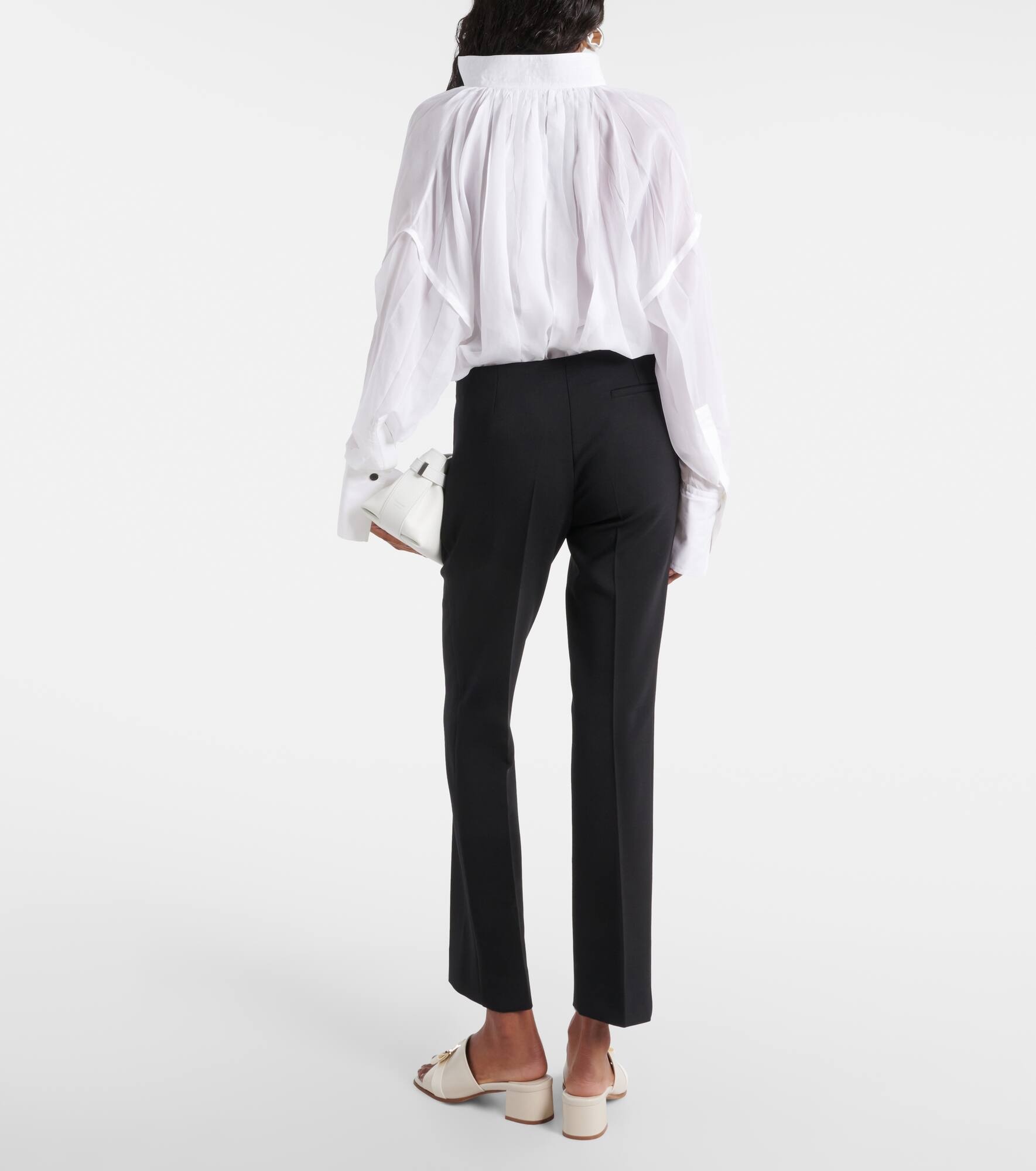Mid-rise wool-blend cropped slim pants - 3