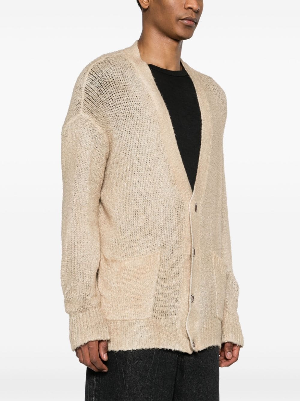 brushed-effect drop-shoulder cardigan - 3