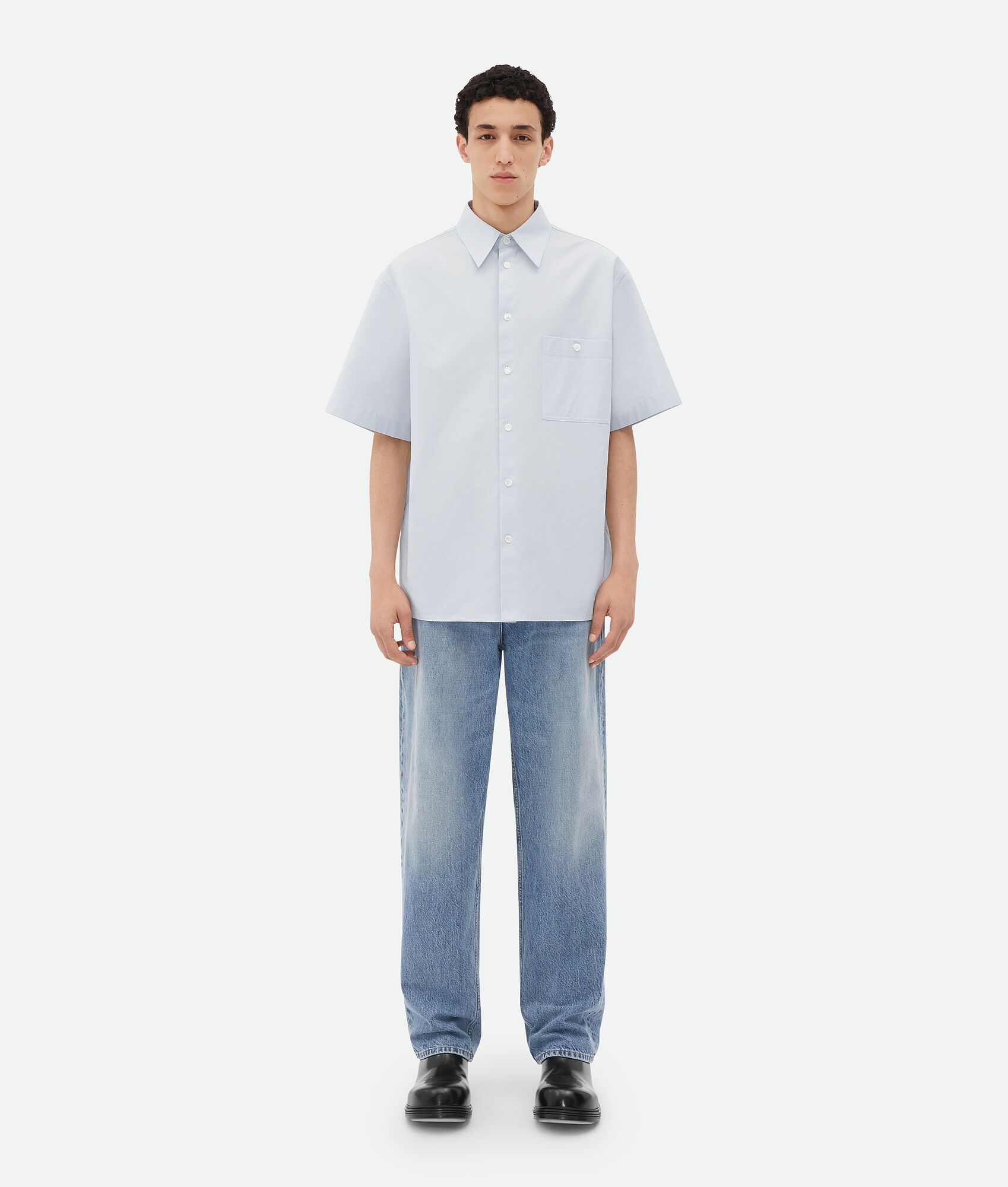 Short-Sleeved Cotton Canvas Shirt - 1