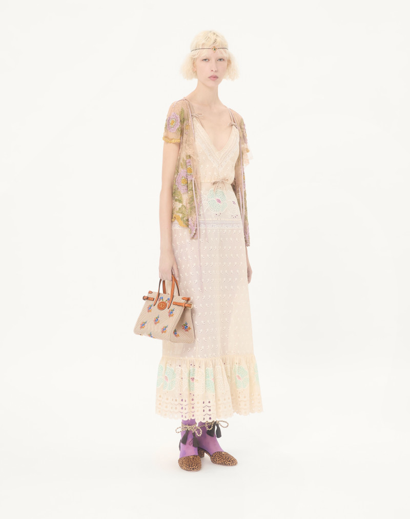 VALENTINO GARAVANI ANTIBES SMALL CANVAS SHOPPING BAG WITH EMBROIDERY 2