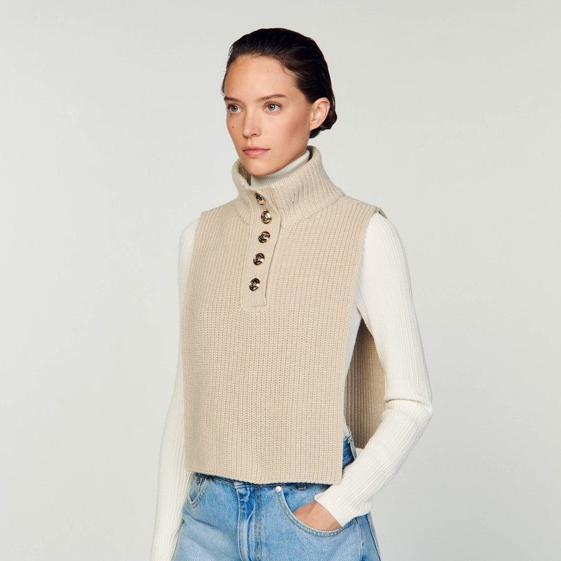 Sandro Button-up high neck scarf outlook