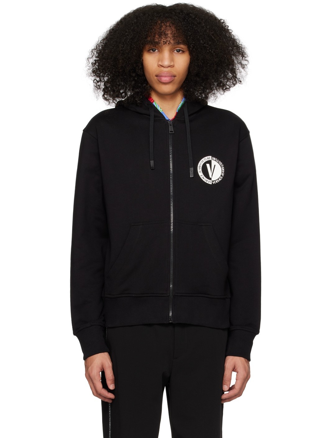 Black V-Emblem Hoodie - 1