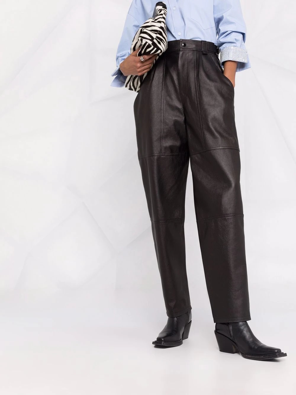 straight leg leather trousers - 5