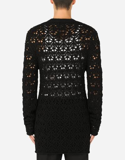 Dolce & Gabbana Round-neck wool lace-stitch top outlook