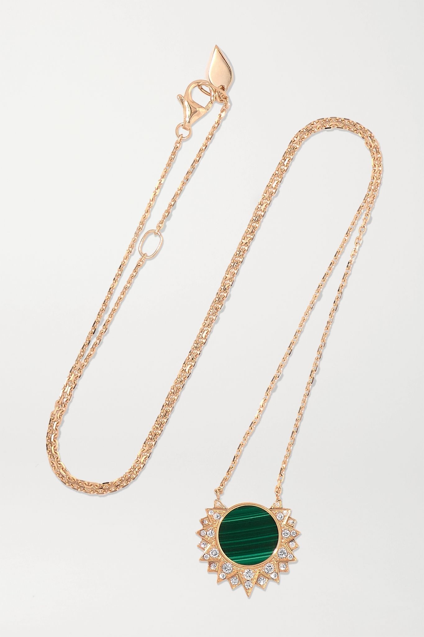 Sunlight 18-karat rose gold, malachite and diamond necklace - 1