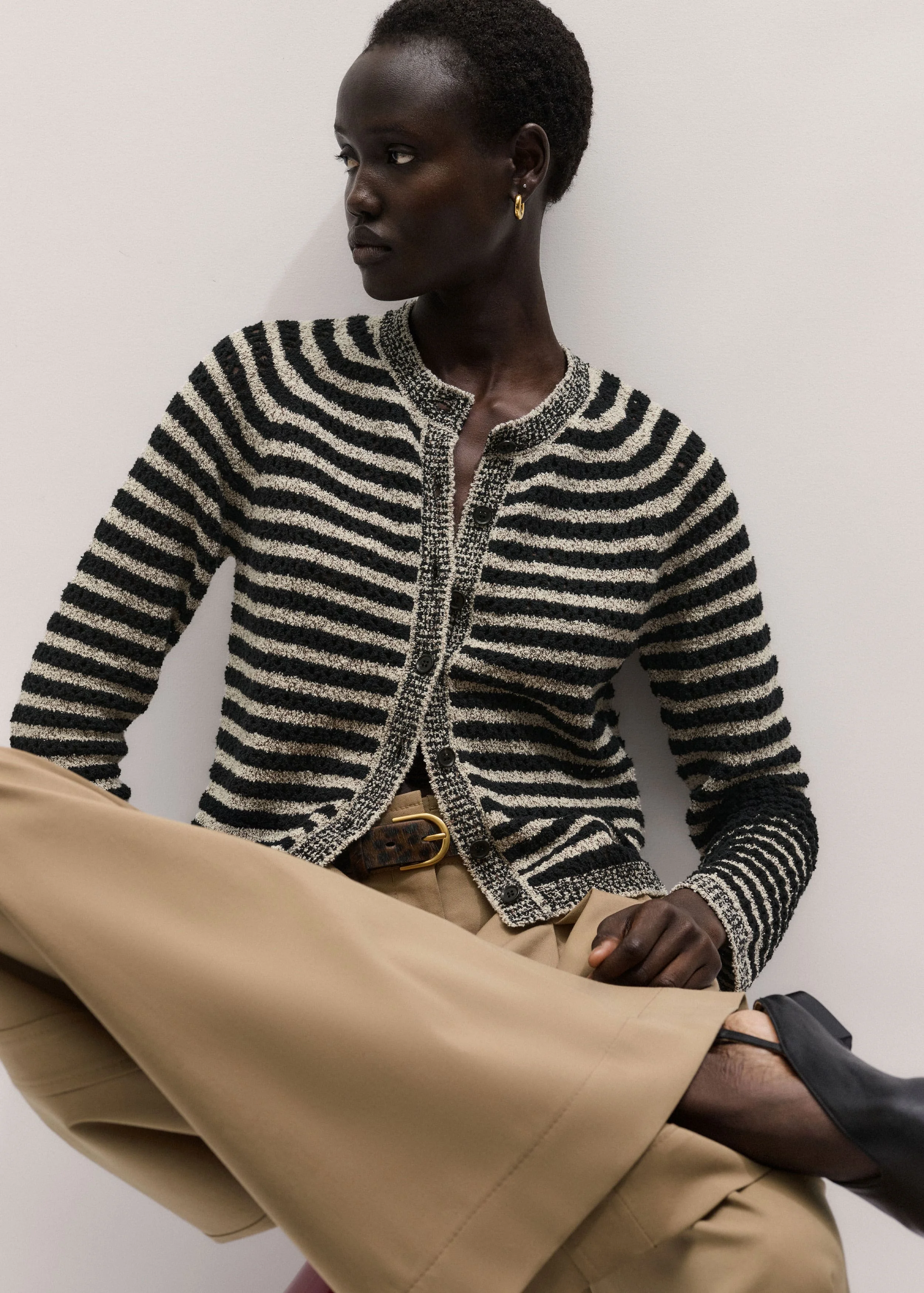 Textured Stripe Cardigan - 1